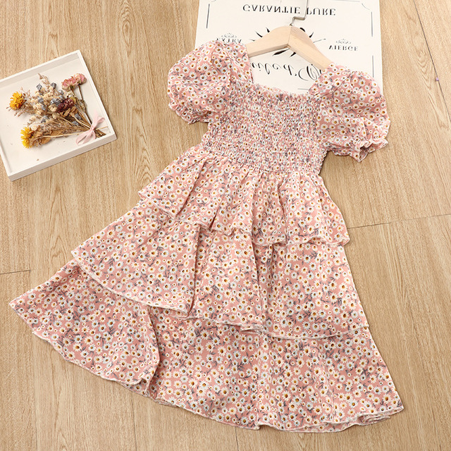 Sukienka dziewczęca z kwiatowym wzorem, rękawy z szyfonu, styl księżniczki - moda dla dzieci - Wianko - 7