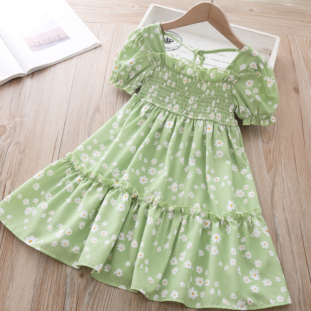 Sukienka dziewczęca z kwiatowym wzorem, rękawy z szyfonu, styl księżniczki - moda dla dzieci - Wianko - 3