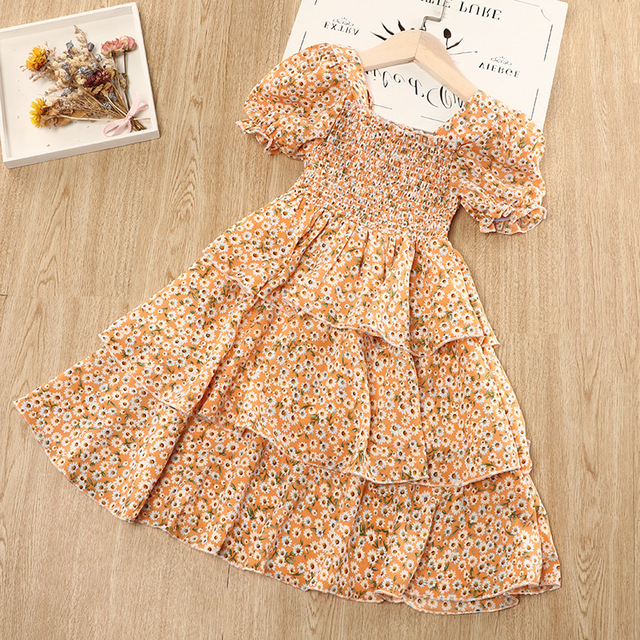 Sukienka dziewczęca z kwiatowym wzorem, rękawy z szyfonu, styl księżniczki - moda dla dzieci - Wianko - 6
