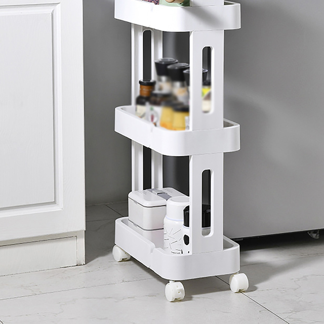 Ruchomy stojak na przechowywanie z 3 warstwami - organizator kuchenny, łazienkowy i do salonu - Wianko - 2