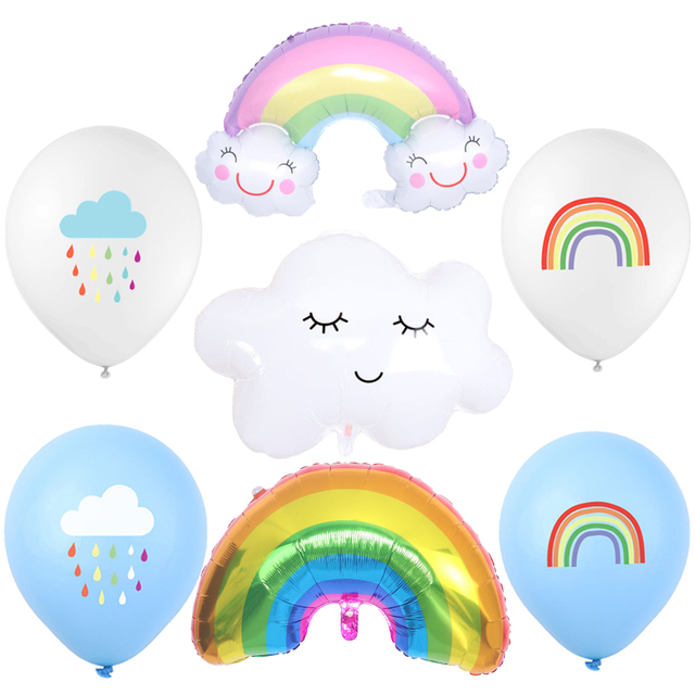 Balon foliowy Rainbow Cloud dla dzieci Summer Party, dekoracyjna zabawka na imprezę urodzinową i do przedszkola - Wianko - 1