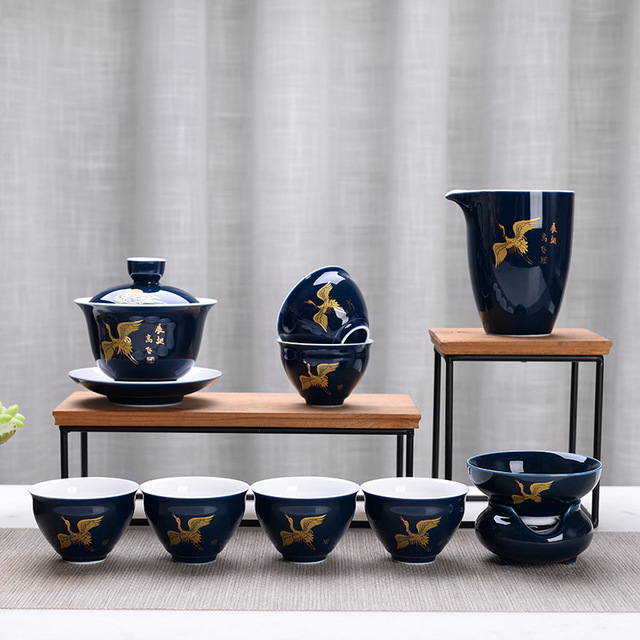 Zestaw 10 Chińskich Czajniczków Porcelanowych z Sitkami i Filiżankami - Wianko - 4
