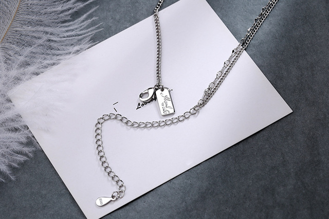 Choker naszyjnik CIAXY 925 Sterling Silver, asymetryczny, podwójny łańcuch, geometryczny, trendy biżuteria - Wianko - 15