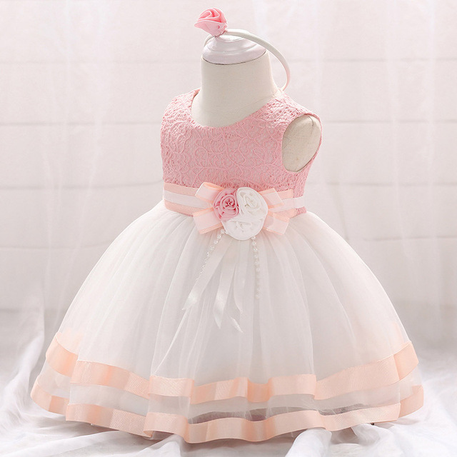 Sukienka urodzinowa dla dziewczynki 1st 2021 r., różowa/biała - Wianko - 10