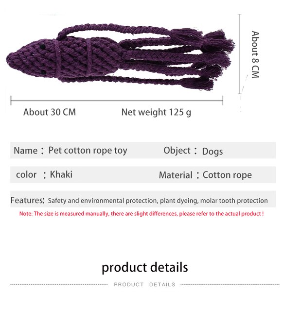 Ręcznie tkana bawełniana lina - zabawka typu fidget dla psa, odporna na zgryz molowe, antystresowa, czyszcząca zęby - Wianko - 4