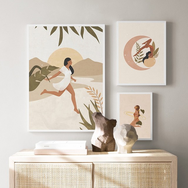Plakat ściennej słoń Czeskiej Damy - malarstwo nordycki minimalizm, rośliny Vintage, wystrój sypialni - Wianko - 5