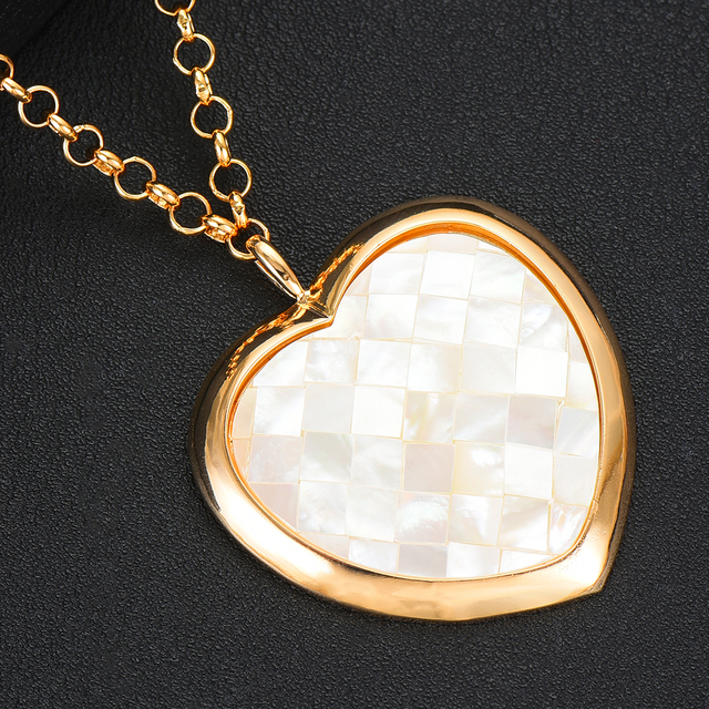 Ręcznie wykonany naszyjnik z wisiorkiem serce Blachette z dużym opalem - biżuteria romantyczna na rocznicę i codzienne noszenie dla kochanej - Wianko - 4