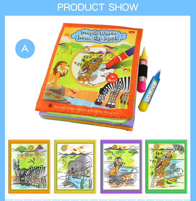 Magiczna woda kolorowanka z kolorowymi długopisami - tablica do pisania dla dzieci - Wianko - 4