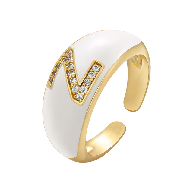Pierścionek ZHUKOU biały kolor emaliowany, z kryształami CZ, modny i elegancki - Wianko - 44