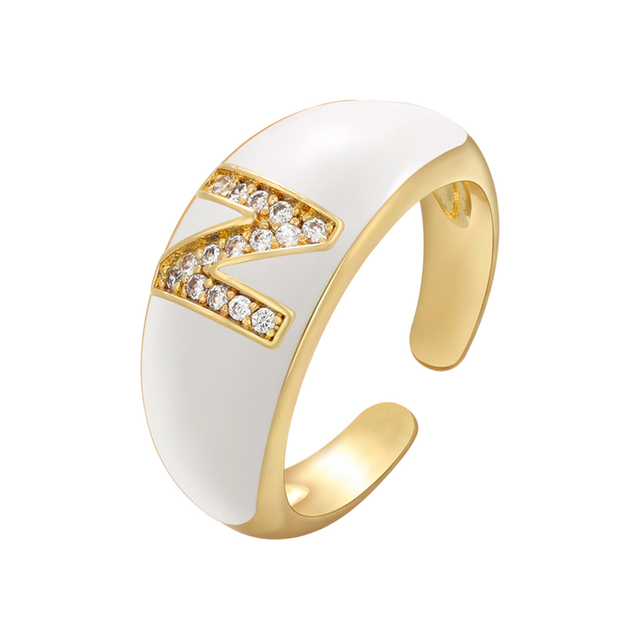 Pierścionek ZHUKOU biały kolor emaliowany, z kryształami CZ, modny i elegancki - Wianko - 32
