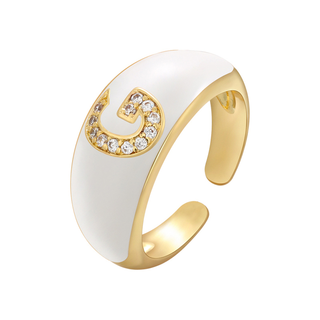 Pierścionek ZHUKOU biały kolor emaliowany, z kryształami CZ, modny i elegancki - Wianko - 25