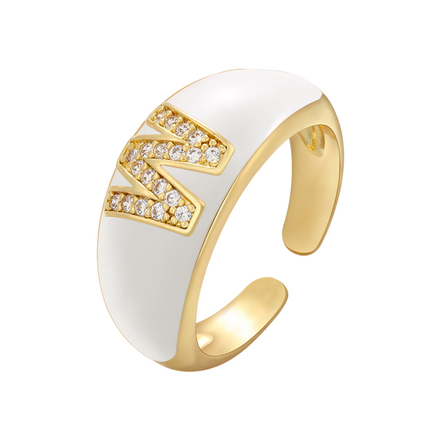 Pierścionek ZHUKOU biały kolor emaliowany, z kryształami CZ, modny i elegancki - Wianko - 41