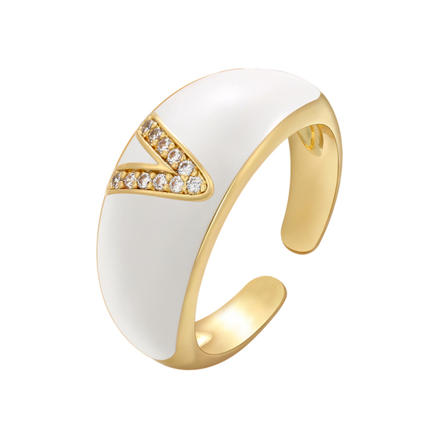 Pierścionek ZHUKOU biały kolor emaliowany, z kryształami CZ, modny i elegancki - Wianko - 40