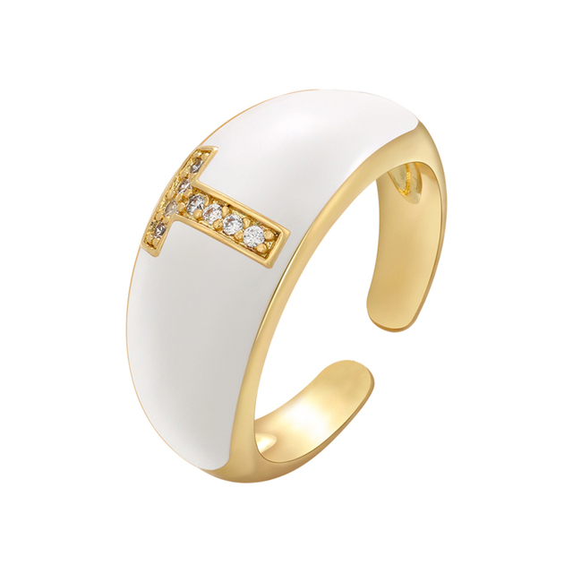 Pierścionek ZHUKOU biały kolor emaliowany, z kryształami CZ, modny i elegancki - Wianko - 38