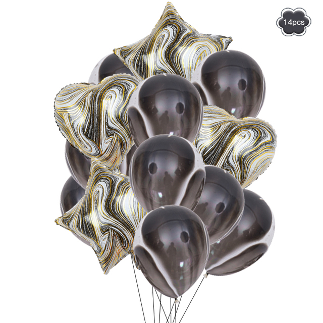 14 sztuk czarny agat balon szczęśliwy balony na imprezę urodzinową gwiazda serce, helu, balony, chłopiec dziewczyna Baby Shower Party Supplies -> Zestaw 14 czarnych balonów agatowych - szczęśliwe balony na imprezę urodzinową, Baby Shower - Wianko - 3