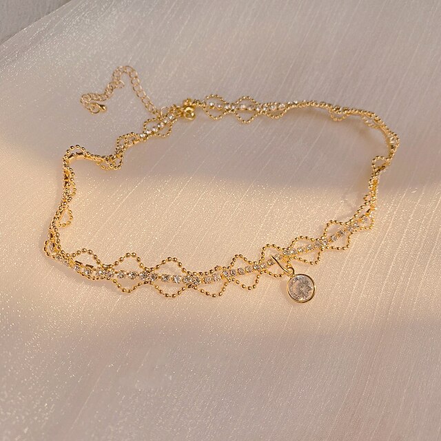 Modny naszyjnik dwuwarstwowy 14k złoto z kryształowym wisiorem dla kobiet - wysoka jakość biżuterii, cyrkonie AAA - Wianko - 18