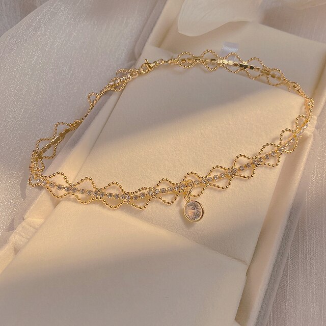 Modny naszyjnik dwuwarstwowy 14k złoto z kryształowym wisiorem dla kobiet - wysoka jakość biżuterii, cyrkonie AAA - Wianko - 15
