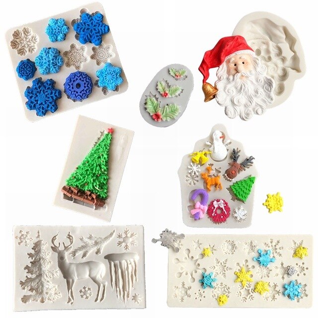 Narzędzia do pieczenia bożonarodzeniowe formy do ciasta łoś, śnieżynka, liście drzewa oraz Santa - akcesoria do dekoracji ciast Fondant - Wianko - 1