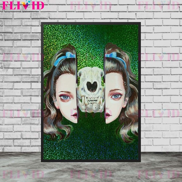 Plakat artystyczny na płótnie - Szkielet dziewczyna magia surrealizm gotycki przerażający - Wianko - 3
