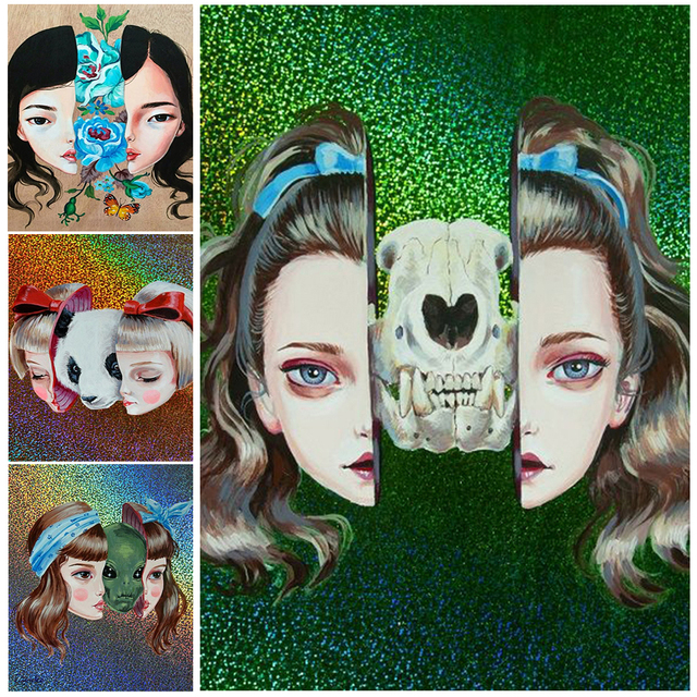 Plakat artystyczny na płótnie - Szkielet dziewczyna magia surrealizm gotycki przerażający - Wianko - 1