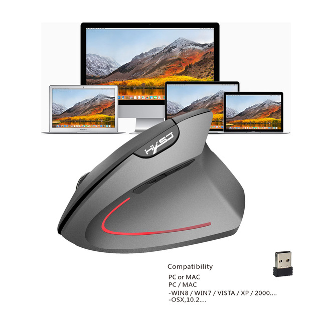 Pionowa bezprzewodowa mysz do gier USB 2.4GHz, ergonomia, 2400 DPI, prawa ręka - Wianko - 9