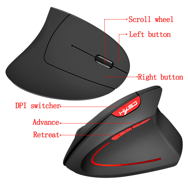 Pionowa bezprzewodowa mysz do gier USB 2.4GHz, ergonomia, 2400 DPI, prawa ręka - Wianko - 17