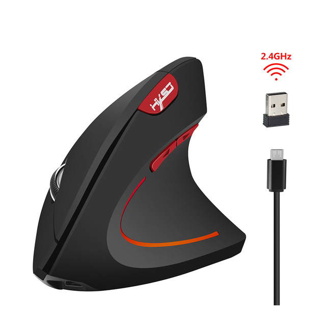 Pionowa bezprzewodowa mysz do gier USB 2.4GHz, ergonomia, 2400 DPI, prawa ręka - Wianko - 2