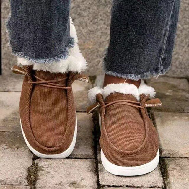Zimowe kostki buty ocieplane kobiety sztruksowe pluszowe moda naturalne futro ciepłe uśmiech koło wygodne śnieg miękkie buty - Wianko - 4