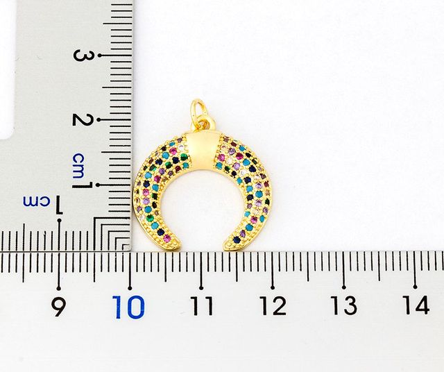 Długi naszyjnik z wisiorkiem półksiężycem o kształcie rogu - biżuteria Bohemia Rainbow z miedzią cyrkon i czarnymi akcentami - Wianko - 2
