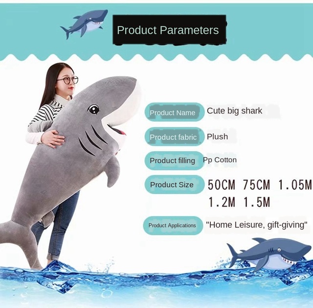 Nowa duża pluszowa poduszka rekin z filmów dla dzieci - idealny prezent na urodziny i wakacje - Wianko - 12