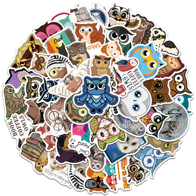 50/100 sztuk Anime kreskówka sowa naklejki dzieci zwierzaki na laptopa samochód gitara książka bagaż - naklejki dekoracyjne zabawka - Wianko - 9