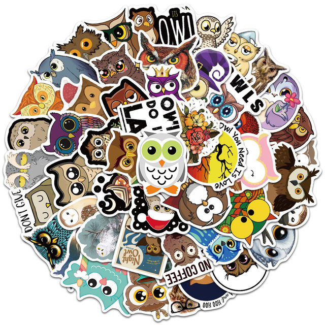 50/100 sztuk Anime kreskówka sowa naklejki dzieci zwierzaki na laptopa samochód gitara książka bagaż - naklejki dekoracyjne zabawka - Wianko - 10