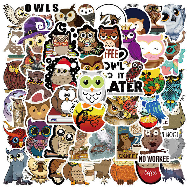 50/100 sztuk Anime kreskówka sowa naklejki dzieci zwierzaki na laptopa samochód gitara książka bagaż - naklejki dekoracyjne zabawka - Wianko - 7