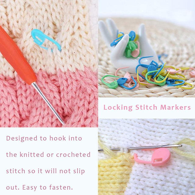 LMDZ Stitch - pierścień markery blokujący, klipsy do crochet, kolorowe klipy do dziergania, igła do ściegów, zestaw akcesoriów do szycia - Wianko - 3