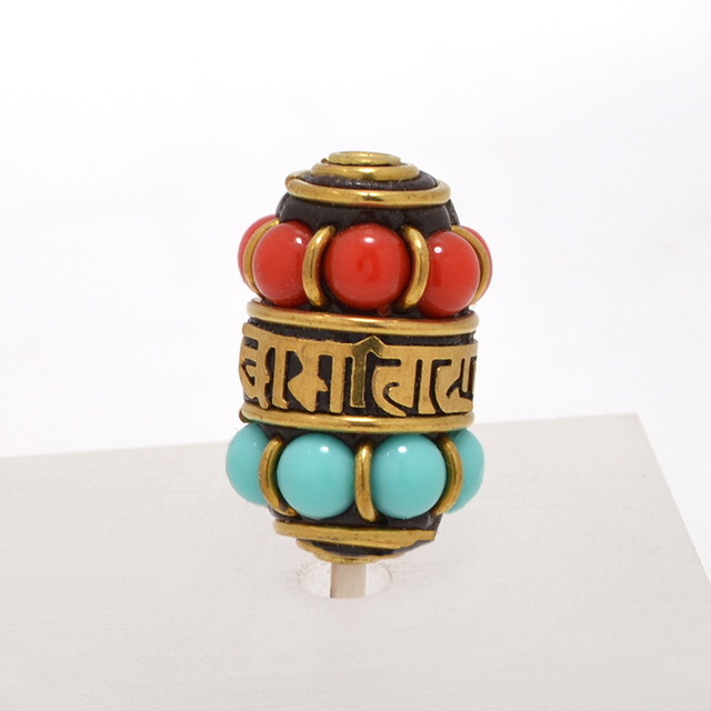 Koraliki z ręcznie robioną czerwoną gliną i złotymi koralikami w mozaice z sześcioma słowami Mantra do tworzenia biżuterii (naszyjnik, bransoletka) DIY - TZ-N11 Nepal - Wianko - 3