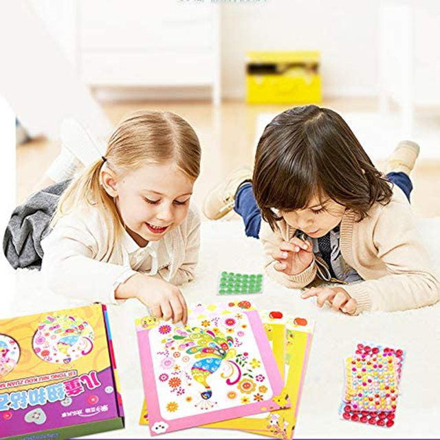 Mozaika przycisków - zestaw 12 sztuk do rysowania, zabawki edukacyjne dla dzieci w wieku przedszkolnym, prezent dla dziewczynki - Wianko - 5