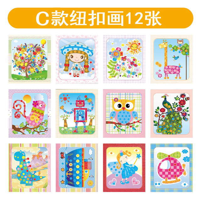 Mozaika przycisków - zestaw 12 sztuk do rysowania, zabawki edukacyjne dla dzieci w wieku przedszkolnym, prezent dla dziewczynki - Wianko - 8