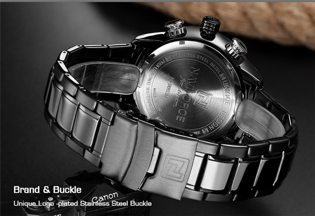 NAVIFORCE Męski zegarek sportowy LED analogowo-cyfrowy, stalowy pasek, kwarcowy mechanizm, Relogio Masculino 9093 - Wianko - 6