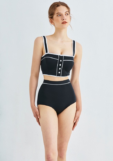 Bikini Vintage z wysoką talią, off-shoulder i frędzlami, dwuczęściowy damski strój kąpielowy maiü Feminino - Wianko - 7