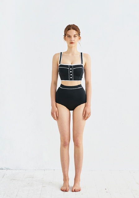 Bikini Vintage z wysoką talią, off-shoulder i frędzlami, dwuczęściowy damski strój kąpielowy maiü Feminino - Wianko - 3