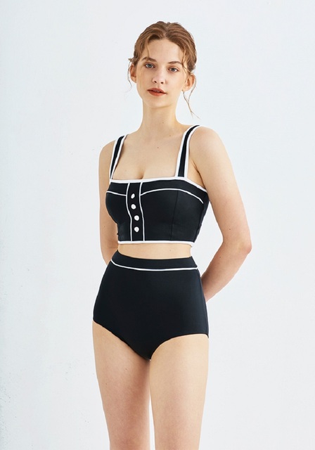 Bikini Vintage z wysoką talią, off-shoulder i frędzlami, dwuczęściowy damski strój kąpielowy maiü Feminino - Wianko - 6