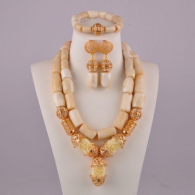 Biały zestaw afrykańskich koralików imitujących perły - biżuteria ślubna naszyjnik Party - Wianko - 31