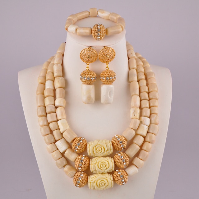 Biały zestaw afrykańskich koralików imitujących perły - biżuteria ślubna naszyjnik Party - Wianko - 73