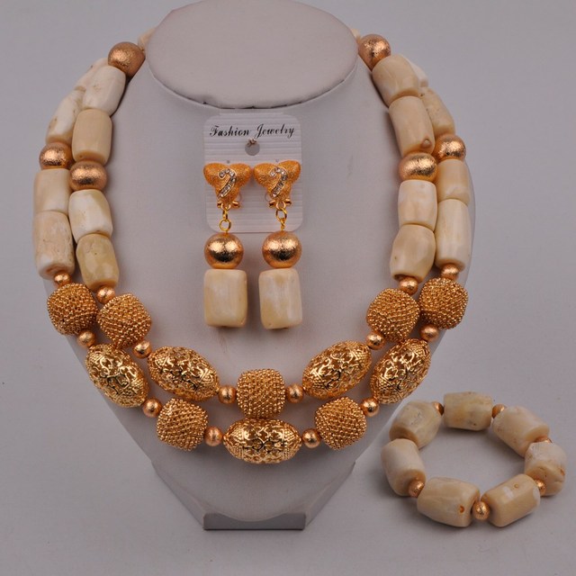 Biały zestaw afrykańskich koralików imitujących perły - biżuteria ślubna naszyjnik Party - Wianko - 86
