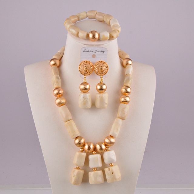 Biały zestaw afrykańskich koralików imitujących perły - biżuteria ślubna naszyjnik Party - Wianko - 51