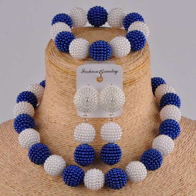 Biały zestaw afrykańskich koralików imitujących perły - biżuteria ślubna naszyjnik Party - Wianko - 8