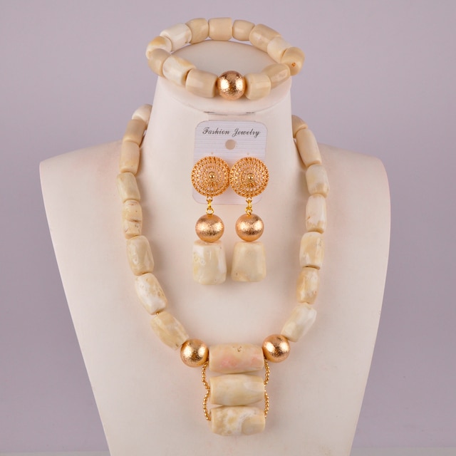 Biały zestaw afrykańskich koralików imitujących perły - biżuteria ślubna naszyjnik Party - Wianko - 12