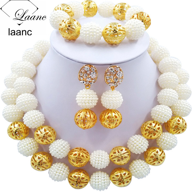 Biały zestaw afrykańskich koralików imitujących perły - biżuteria ślubna naszyjnik Party - Wianko - 106