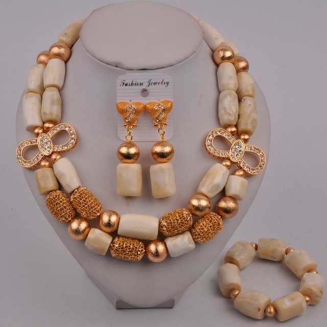 Biały zestaw afrykańskich koralików imitujących perły - biżuteria ślubna naszyjnik Party - Wianko - 85