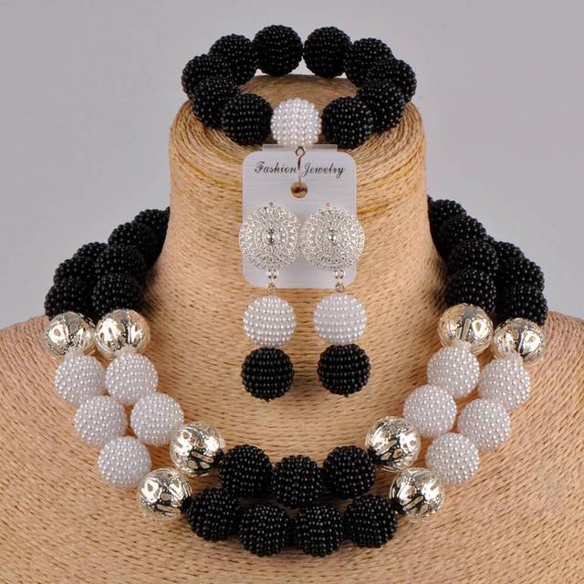 Biały zestaw afrykańskich koralików imitujących perły - biżuteria ślubna naszyjnik Party - Wianko - 65